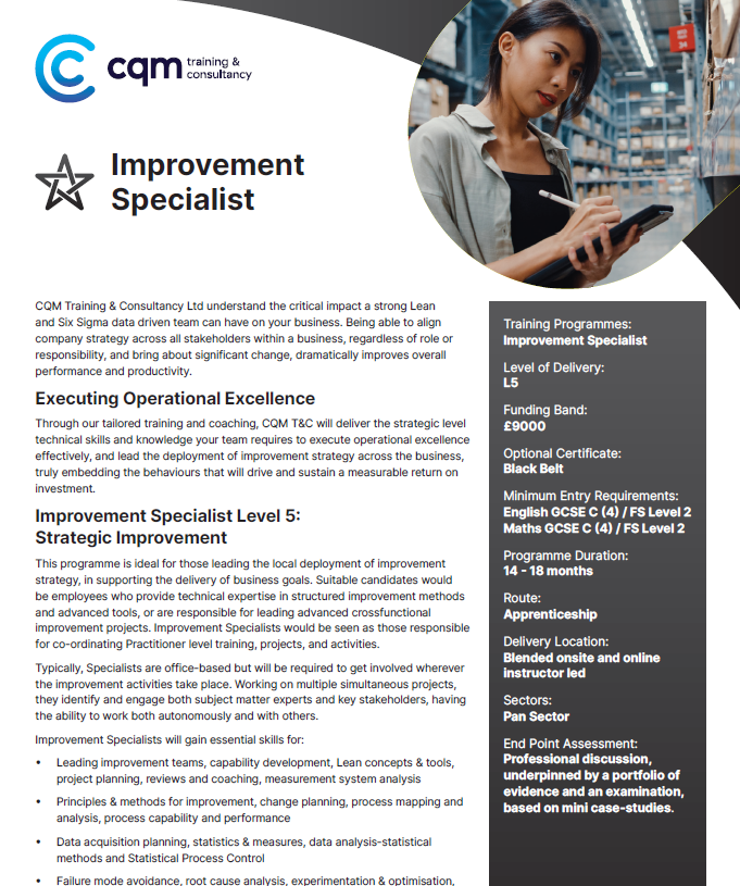 Improvement Specialist Brochure Cover
