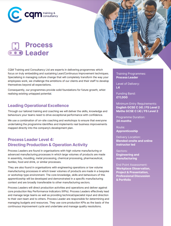 Process Leader Brochure Cover